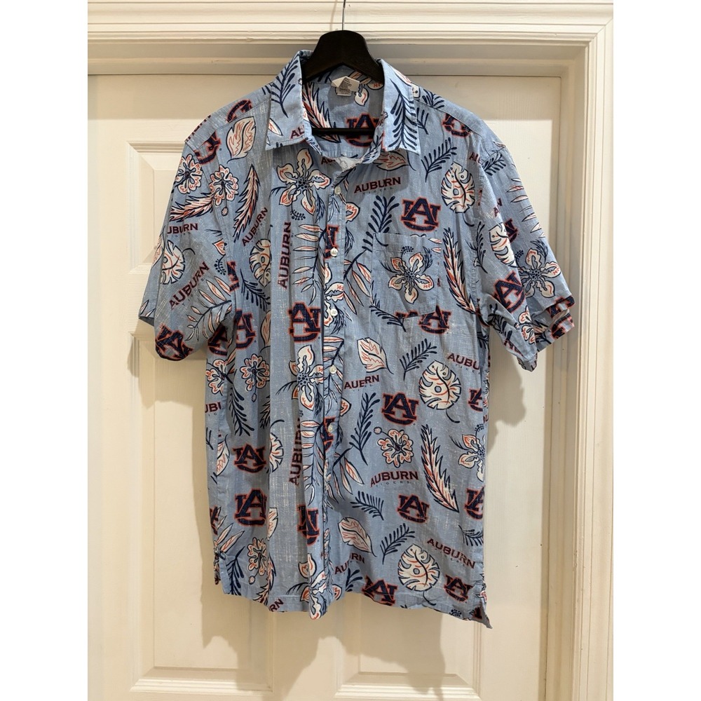 Wes and Willy Auburn Tigers Hawaiian Button-Up Shirt Men's Large